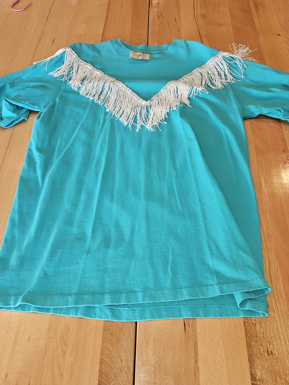 Azel Southwestern Turquoise Fringe V-Neck T-Shirt